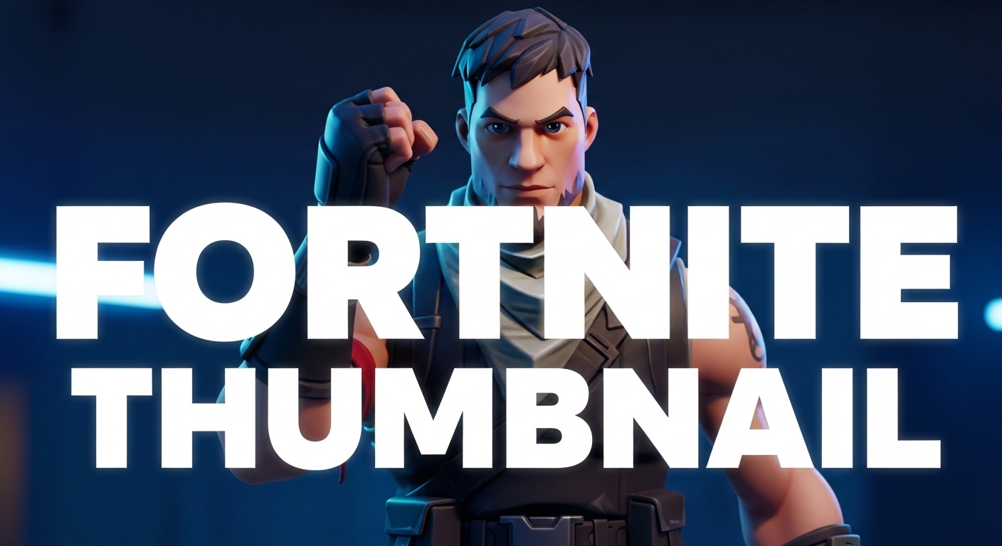 Character Focus Fortnite thumbnail template with prominent character and bold text overlay