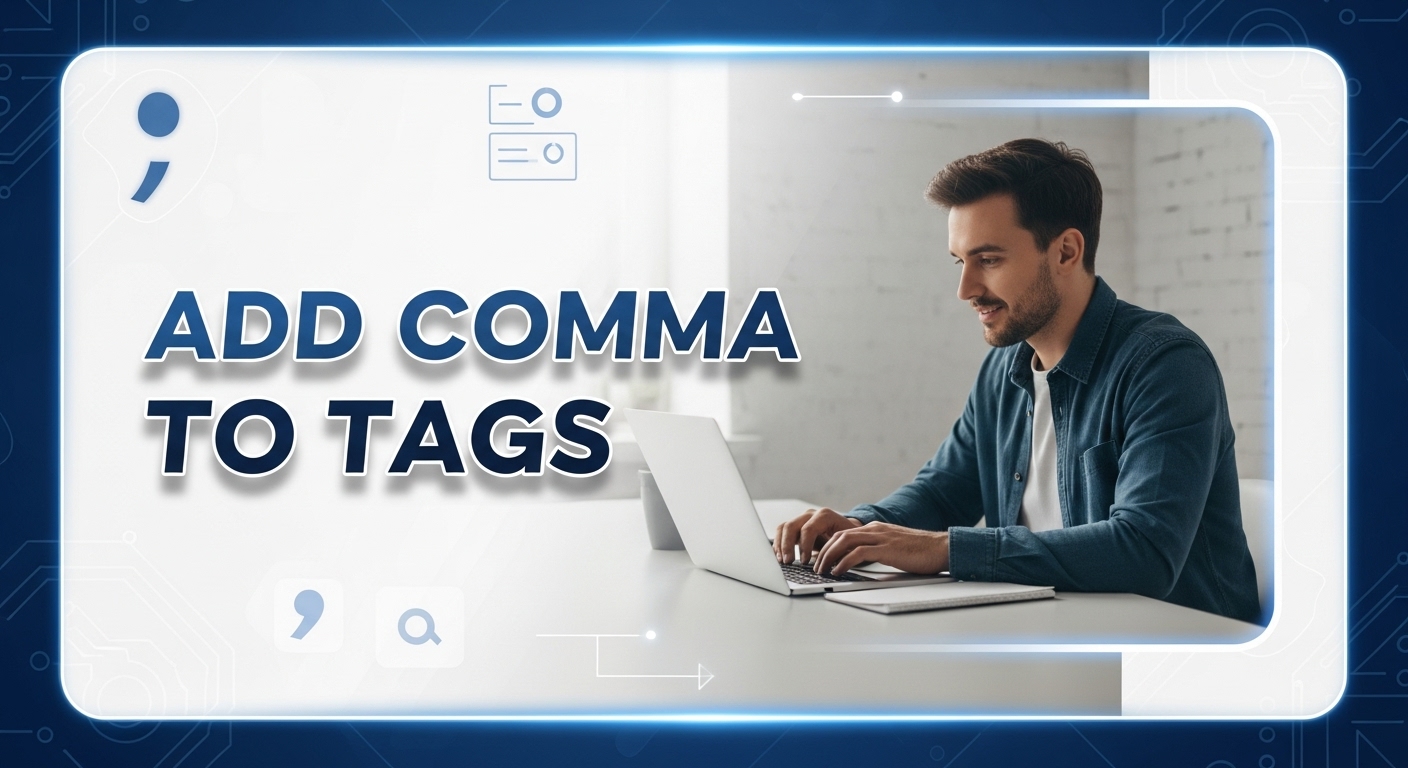 YouTube Tags Comma Separator Tool - Professional interface showing how to convert line-separated tags to comma-separated format for YouTube video optimization and workflow efficiency