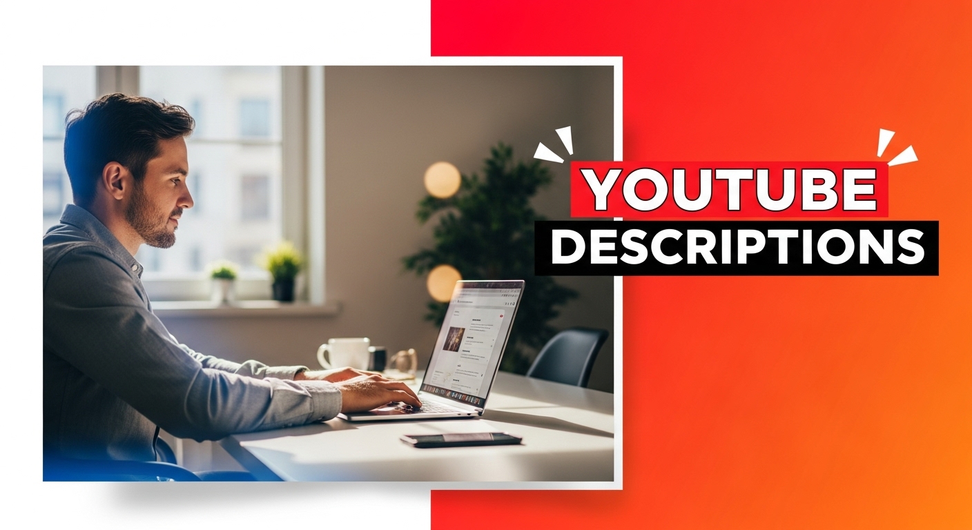 AI YouTube Description Generator - Professional content creator using GoThumbnails AI tool to generate engaging YouTube descriptions for video optimization and audience engagement